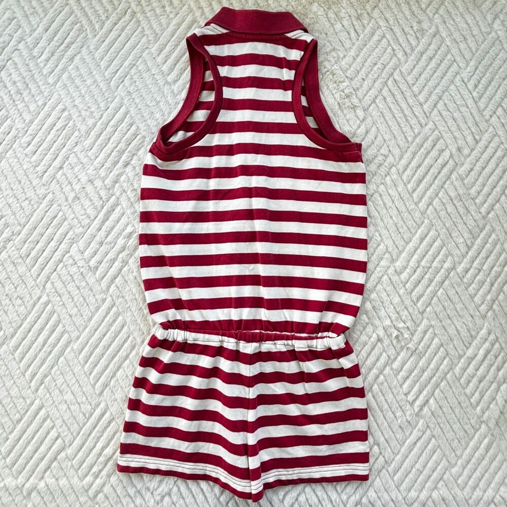 Polo Ralph Lauren Girls Small 7 Romper Red White Stripe Pony Summer Outfit - Picture 2 of 7